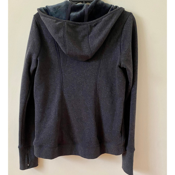 Athleta Jacket Cozy Karma Small Asymmetrical Fleece Lined Hoodie Grey full zip - Picture 8 of 8